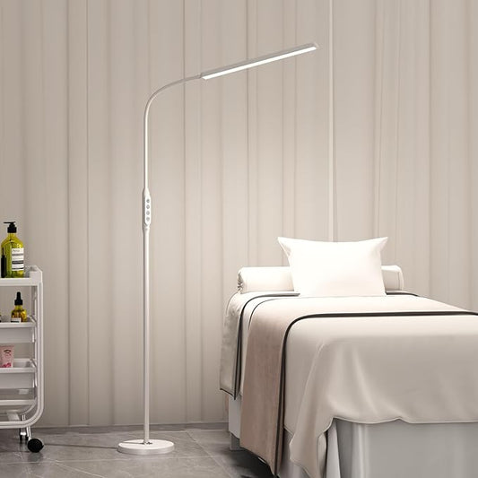 Bright LED Floor Lamps Touch and Remote Dimming for Eyelash Extension Tattoo Manicure Craft Drawing Makeup Living Room Bedroom Office Adjustable Gooseneck Standing Reading Lights esthetician lash lamp