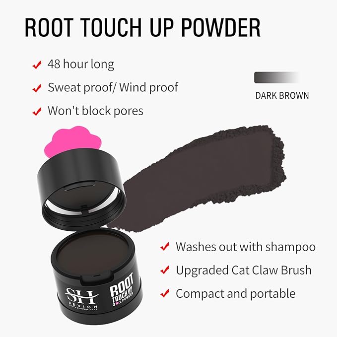Sevich Hairline Powder 2.0, Instantly Conceals Hair Loss, Root Touch up Powder, Hair Shadow Toppers for Women & Men Thinning Gray Hair, Windproof & Sweatproof, 48H Makeup Lasting, Dark Brown