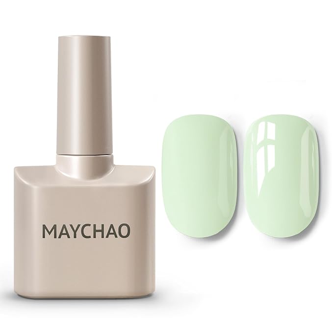 MAYCHAO 15ML Pale Green Gel Nail Polish 1Pc Light Green Gel Polish Soak Off UV LED Nail Polish Nail Art Starter Manicure Salon DIY at Home, 0.5 OZ