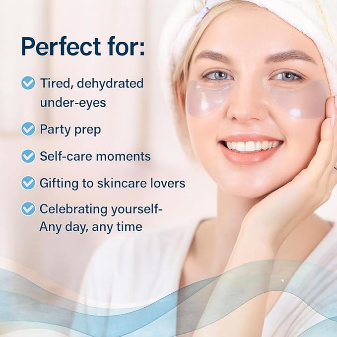 Ocean Oracle Hydrating Hydrogel Eye Patches 28 Pairs, 5-Min Soothing Eye Masks with Marine Algae & Seaweed Blend, Rejuvenating Eye Pads for Tired Eyes, Spa Relaxation Gifts for Women & Men