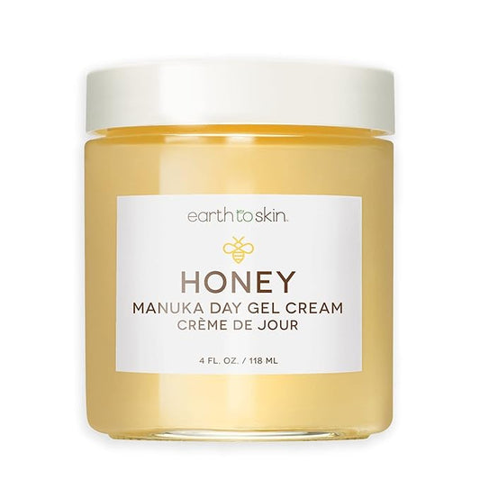 Earth To Skin Honey Manuka Day Gel Cream – Lightweight Face Moisturizer with Hyaluronic Acid & Vitamin E – 4.0 fl oz