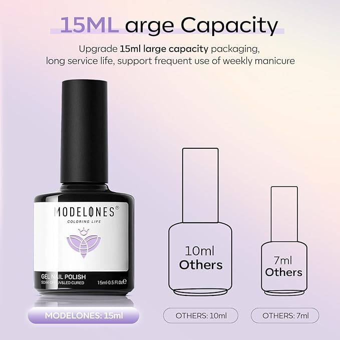 modelones Purple Gel Nail Polish, 15 ML Pastel Gel Polish Lilac Purple Nail Polish Soak Off Led Summer Nail Gel Polish for Women Girl DIY Nail Art Gift