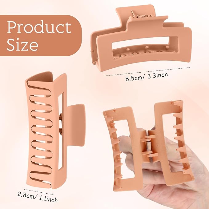 XunYee 100 Pcs Hair Claw Clips Bulk Large Square Jaw Headwear Clips Set for Women Nonslip Rectangle Hair Accessories Clip for Girl Women Gifts Beauty(3.4'',Elegant Colors)