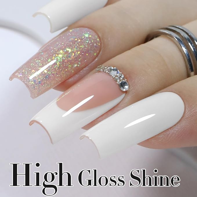 Double Rhythm 15ML Gel Nail Polish Pure Sheer Same Color Same Bottle Soak Off Gel Polish Art Manicure Salon DIY at Home for Women (White-A1093)