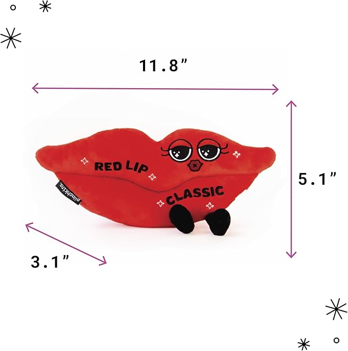 Punchkins Lip Plushie - Rep Lip Classic Cute Red Lips Plush, Gift for Swifties, Adorable Plushie for Gifting