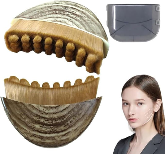 2PCS New Lymphatic Contour Face Brush, Lymphatic Drainage Massager for Face - Ergonomic Sculpting & Drainage, Not Dry, Makeup or Cleansing Brush, Targets Chin & Jawline Precisely (Brown)