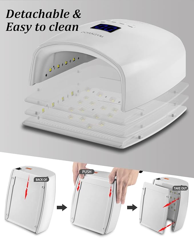 UV LED Nail Lamp, Cordless Gel Polish Dryer for Professional Gel Manicures - White