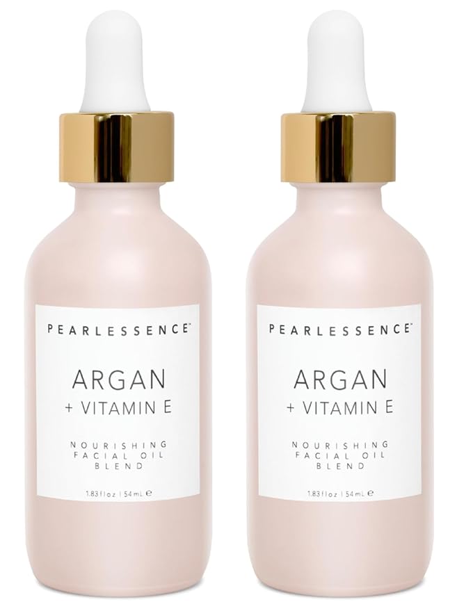 Pearlessence Argan & Vitamin E Facial Oil | Powerful Hydration to Help Balance, Revive & Rejuvenate Skin | Made in USA, Cruelty Free & Paraben Free 1.83 Fl Oz, 2 Pack