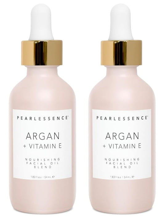 Pearlessence Argan & Vitamin E Facial Oil | Powerful Hydration to Help Balance, Revive & Rejuvenate Skin | Made in USA, Cruelty Free & Paraben Free 1.83 Fl Oz, 2 Pack