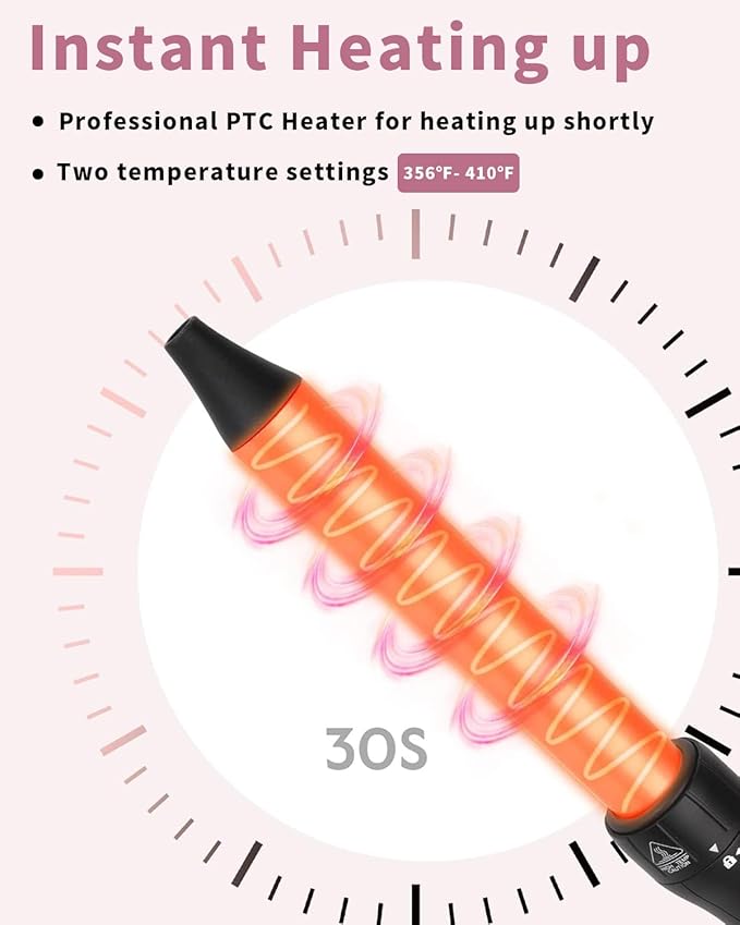 6 in 1 Curling Iron, Curling Wand Set with 3 Barrel Hair Crimper and 5 Interchangeable Ceramic Hair Curler (0.35"-1.25”), Instant Heat Up 2 Temp Wand Curler, Include Heat Protective Glove & 2 Clips