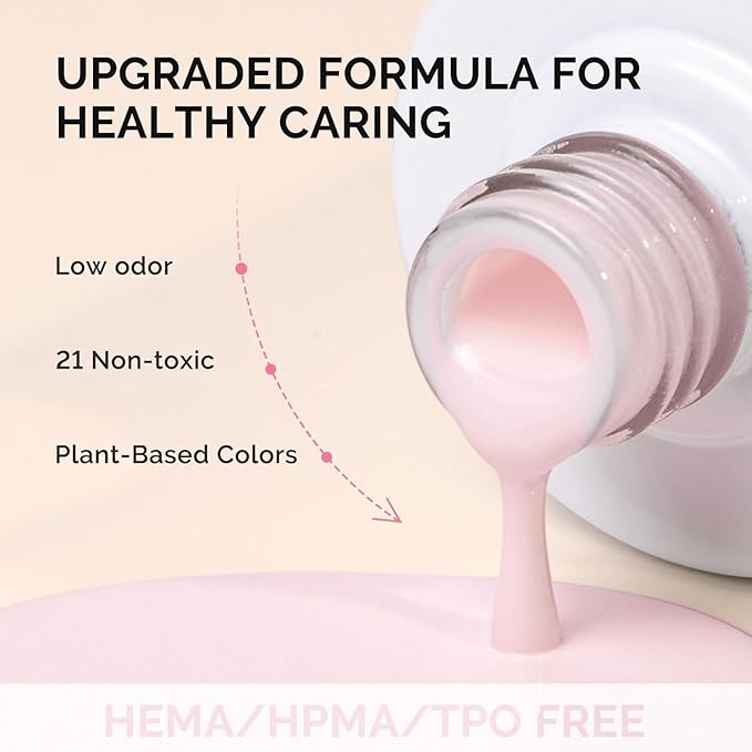MelodySusie Fleurwee Plant Based Gel Nail Polish, Hema Free Light Pink Nail Polish, Soak Off UV LED Gel Polish Gift for Women 21 Non Toxic Long Lasting Nail Art Manicure Salon DIY at Home P13