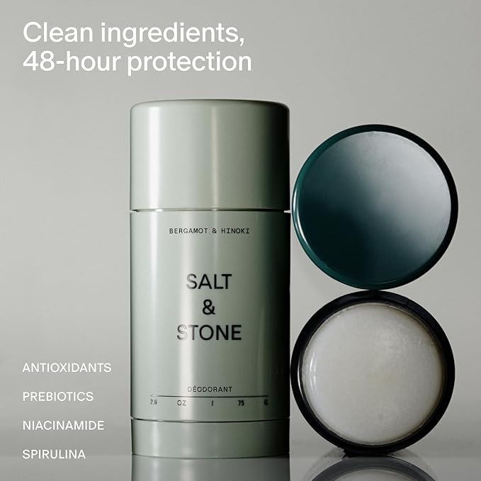 SALT & STONE Aluminum Free Deodorant | Extra Strength 48 Hour Protection for Women & Men | Made with Seaweed Extracts, Niacinamide & Prebiotics (Trio Set)