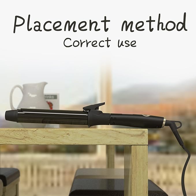 1 1/4 Inch Curling Iron with Clipped Tourmaline Ceramic Barrel Professional 1.25 Inch Hair Curler up to 450°F Dual Voltage for Traveling 60 Mins Auto Off Suit for Different (Black, 1.25 Inch)