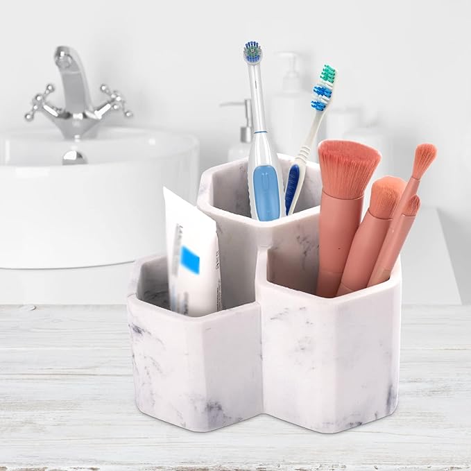 Toothbrush Holder for Bathrooms Toothpaste Holder Stand Bathroom Organizer for Toothbrush Makeup Brushes Holder