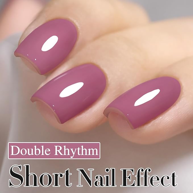 Double Rhythm 15ML Gel Polish Pure Sheer Same Color Same Bottle Soak Off Gel Polish Art Manicure Salon DIY at Home for Women (Wine Purple-A1469)