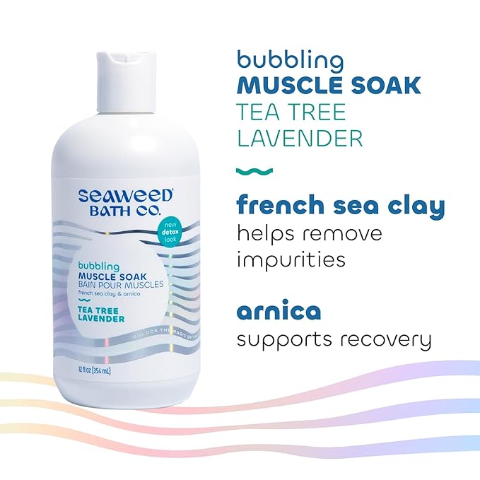 Seaweed Bath Co. Bubbling Muscle Soak, Tea Tree Lavender Scent, 12 Ounce, Sustainably Harvested Seaweed, French Sea Clay, Arnica