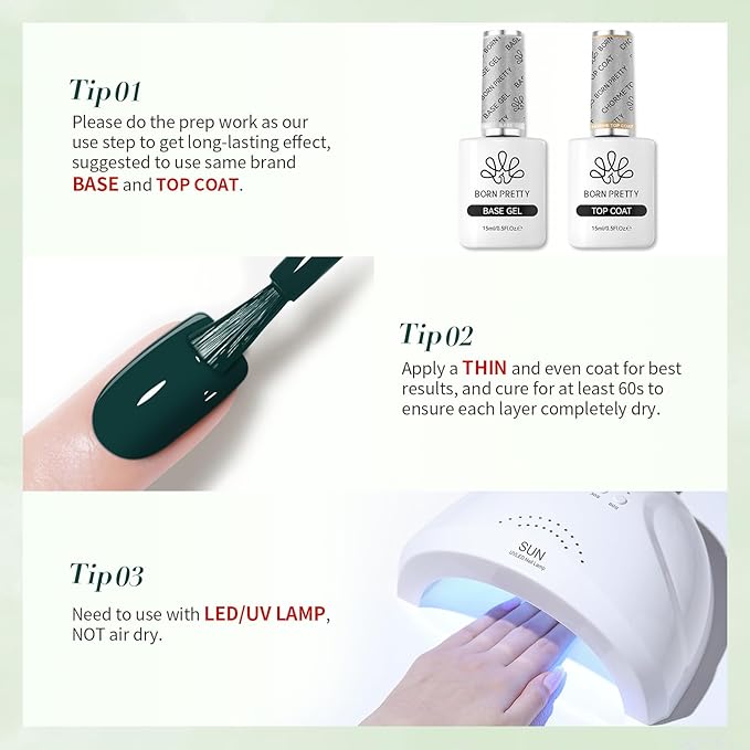 Born Pretty Christmas Dark Green Gel Nail Polish Forest Green Color Fall Winter Gel Polish Nail Art Design Manicure Salon DIY Home 15ml