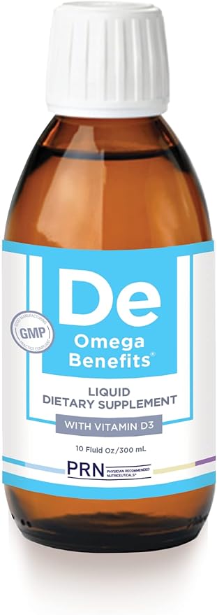 PRN DE Omega Benefits Liquid Supplement - 10 oz, 60-Day Supply - Re-Esterified Omega 3 Triglyceride Form with 1680mg EPA, 560mg DHA & Vitamin D for Dry Eye Support