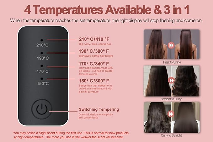 Youbella Cordless Hair Curling Iron Brush, Mini Travel Hot Straightener Comb, 3-in-1 Portable Wave Curling Wand, 1.5″ Ionic Heated Brush, USB Rechargeable Hair Curler, Matte Gray