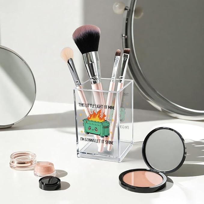 This Little Light Of Mine I'm Gonna To Let It Shine Work Pen Holder Cup, Emotional Dumpster Makeup Brush Holder, Mental Health Gifts for Colleague Boss Teacher, End Of Year Gift for Women