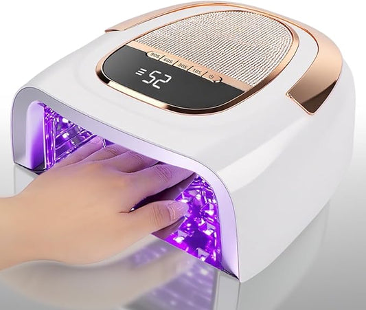 96W Professional Cordless Nail Lamp for Gel & Acrylic Nails – 60S Fast-Curing UV/LED Light with 15600mAh Rechargeable Battery (60+ Uses), Smart Sensor & Metal Base for Home and Salon