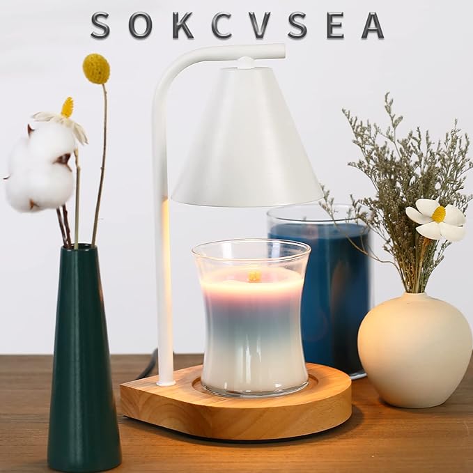 SOKCVSEA Candle Warmer Lamp - Candle Warmer with Dimmable, Birthday Gifts for Women Mom Gifts, House Warming Gifts New Home Decor, Wax Melt with 2 Bulbs White