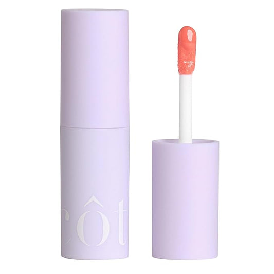Cote Beauty's Peptide Lip Shine in Branson, Ultra Hydrating & Long-Lasting Coral Plumping Lip Gloss for Women with Hyaluronic Acid, Shea Butter & Jojoba Oil, Vegan & Cruelty-Free, 0.12 Fl Oz
