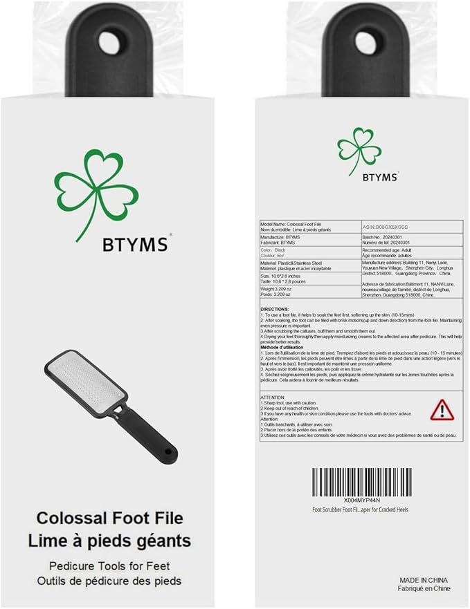 Foot Scrubber Foot Files Callus Remover Black Heel Grater Dead Skin Remover Stainless Steel Heel Scraper for Cracked Heels