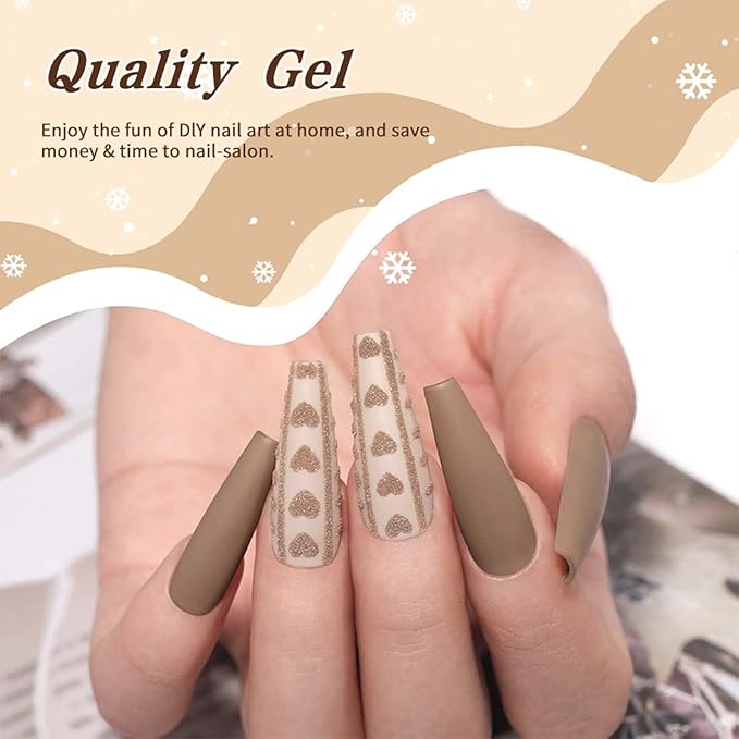 JR 9pcs 15ml Autumn Gel Nail Polish Set Brown Nude Fall Gel Polish Kit UV LED Soak Off Polish Home DIY Brown Gel Polish Set 15ml