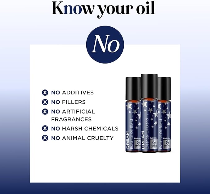 Sleep Essential Oil Roll On - Aromatherapy Essential Oil Roller for Restful Sleep and Relaxation with Pure Lavender & Roman Chamomile - Calming Pre-Diluted Blend for Nighttime Aromatherapy (3-Pack)