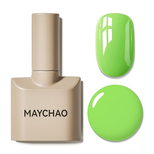 MAYCHAO 15ML Apple Green Gel Nail Polish 1Pc Bright Green Gel Polish Soak Off UV LED Nail Polish Nail Art Starter Manicure Salon DIY at Home, 0.5 OZ