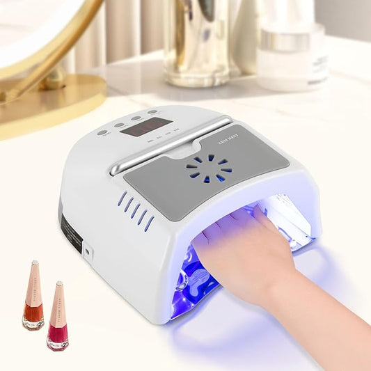 Professional 72W Nail Lamp with LCD Digital Timer, Fast 30s Cure LED Nail Dryer for Gel Polish, Portable UV/LED Light for Salon & Home Nail Art (White)