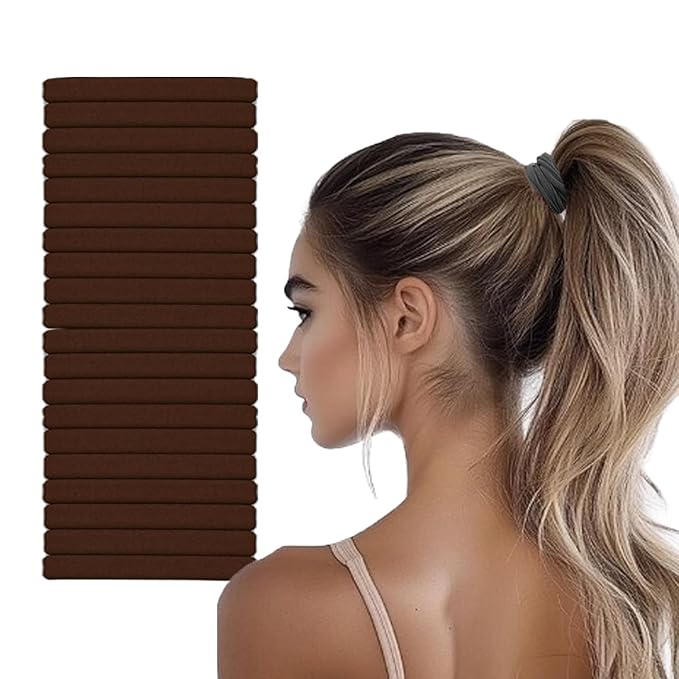 20pcs Thick Seamless Hair Ties for Curly Heavy and Long Hair - Hair Elastics for Women Men Girls Big Pony tails Holders Updos & Braids For All Hair Types No Damage No Tangle & No Breakage