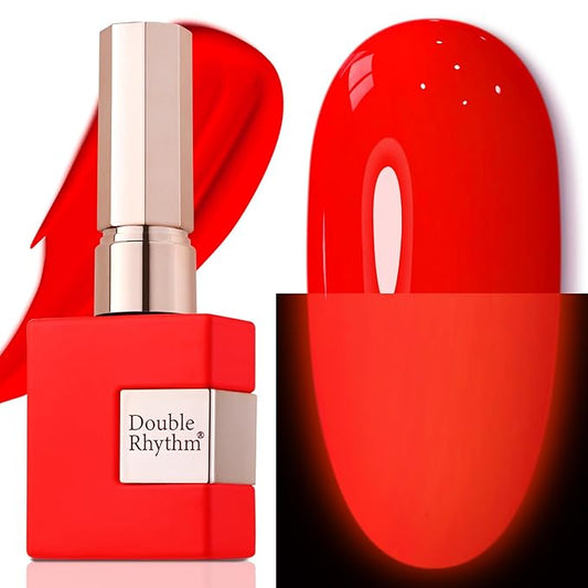 Double Rhythm 15ML Gel Nail Polish Pure Sheer Same Color Same Bottle Soak Off Gel Polish Art Manicure Salon DIY at Home for Women (Neon Red-A1422)