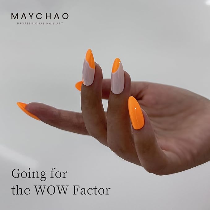MAYCHAO 15ML Gel Nail Polish 1Pc Neon Bright Orange Gel Polish Soak Off UV LED Nail Polish Nail Art Starter Manicure Salon DIY at Home, 0.5 OZ