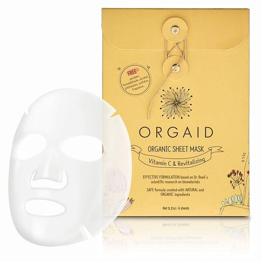 ORGAID Organic Sheet Mask | Made in USA (Vitamin C & Revitalizing, pack of 4)
