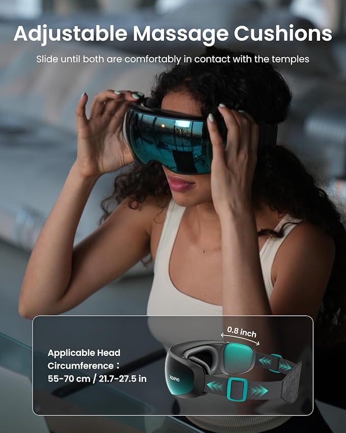 RENPHO Eyeris Caligo Eye Massager with Mist & Temple Massage, Christmas Birthday Gifts for Women Men Mom Dad Her,FSA Eligible HSA Temple Massager for Migraines,Head Circumferences 21.7in to 27.5in