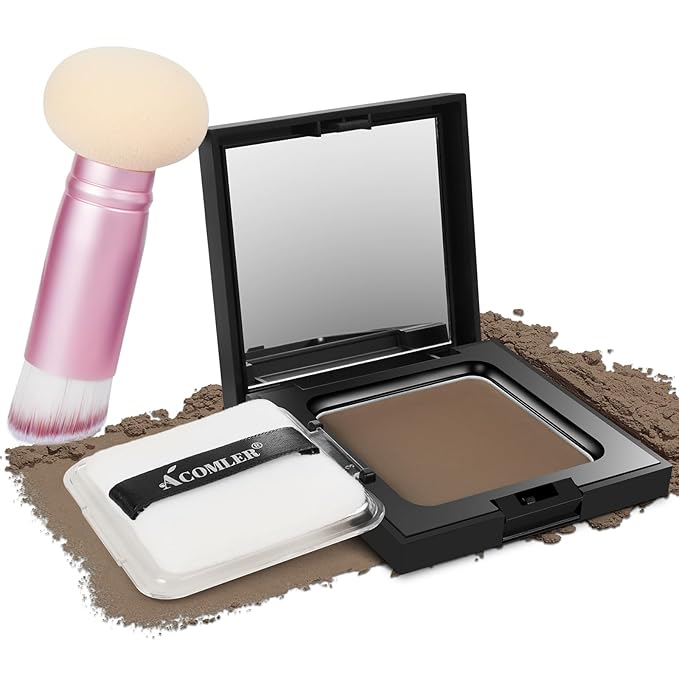 Acomler Root Touch Up Powder, Hairline Powder for Thinning Hair, Root Touch Up Hair Color, Gray Hair Coverage for Women Men Cover Up, Hair Loss Concealer Includes Makeup Brush (Light Brown, 0.42oz)