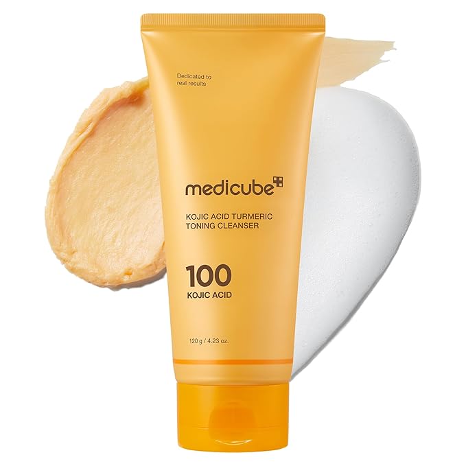 medicube Kojic Acid Turmeric Whip Cleanser | Daily Facial Cleanser for Brightening, Balancing Skin Tone & Texture | Fade Appearance of Uneven Patches & Ideal for Use After Spot Care | Korean Skincare