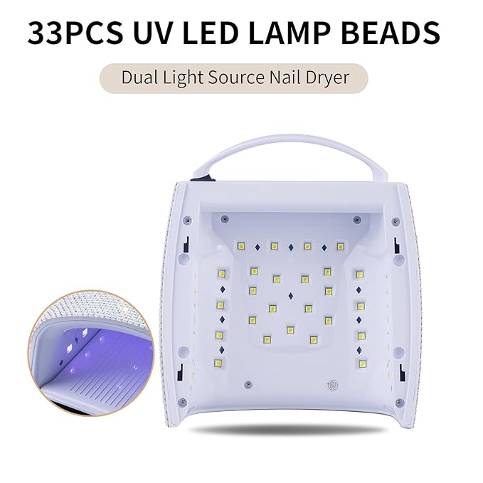 48W Cordless UV LED Nail Lamp,Rechargeable Gel Nail Dryer with Handle Nail Art Manicure Tools for Home and Salon (Pearl Diamond)