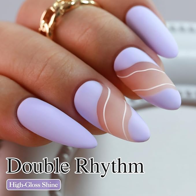 Double Rhythm 15ML Gel Nail Polish Pure Sheer Same Color Same Bottle Soak Off Gel Polish Art Manicure Salon DIY at Home for Women (Purple Lilac-A1388)