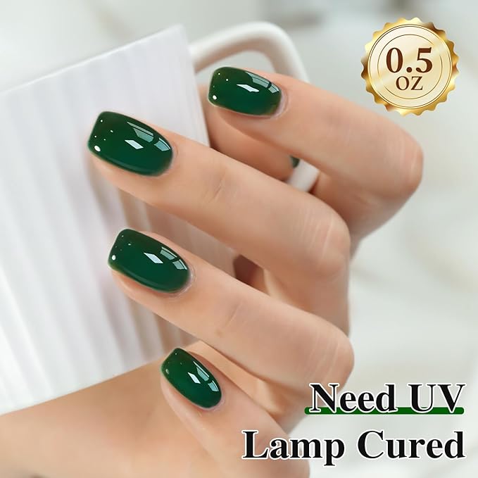 Double Rhythm 15ML Gel Polish Pure Sheer Same Color Same Bottle Soak Off Gel Polish Art Manicure Salon DIY at Home for Women (Deep Green-A1460)