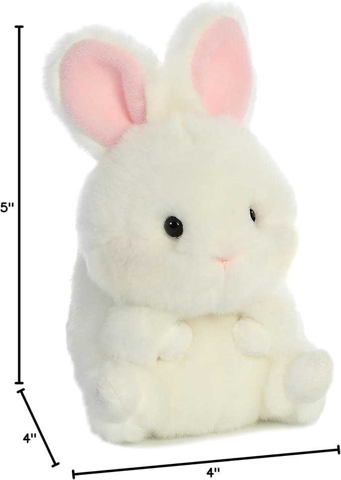 Aurora® Playful Rolly Pet™ Bunbun Bunny™ Stuffed Animal - Compact Size for On-The-Go Fun - for Adults, Kids, Birthdays, and Anniversaries - White 5 Inches