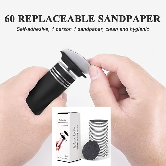 Upgraded Electric Callus Remover for Feet (Adjustable Speed) Professional Electric Foot File Foot Sander Foot Grinder for Dead Skin Pedicure Tools with 60 Replaceable Sandpaper, Black