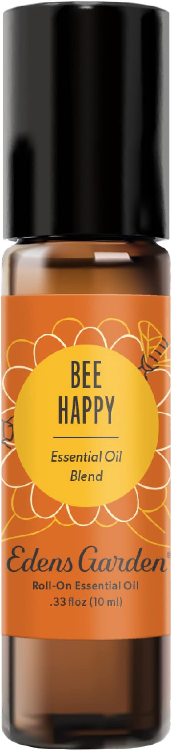 Edens Garden Bee Happy Essential Oil Roll-On Blend- 100% Pure Premium Grade, Natural, Therapeutic, Aromatherapy, Kid & Skin Safe, The Best for Relaxation, Tension Pre-Diluted 10 ml (.33 fl oz)