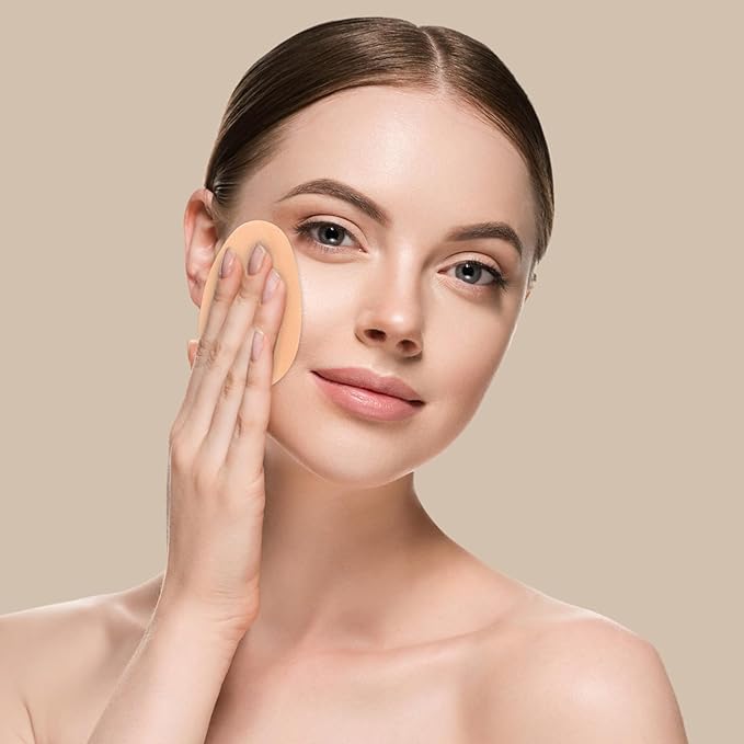 5 PCS Flat Makeup Sponges for Foundation, Smooth Foundation Sponge, Beige Cushion Foundation Puff, Beauty Blender Make Up Sponges for Professional Makeup
