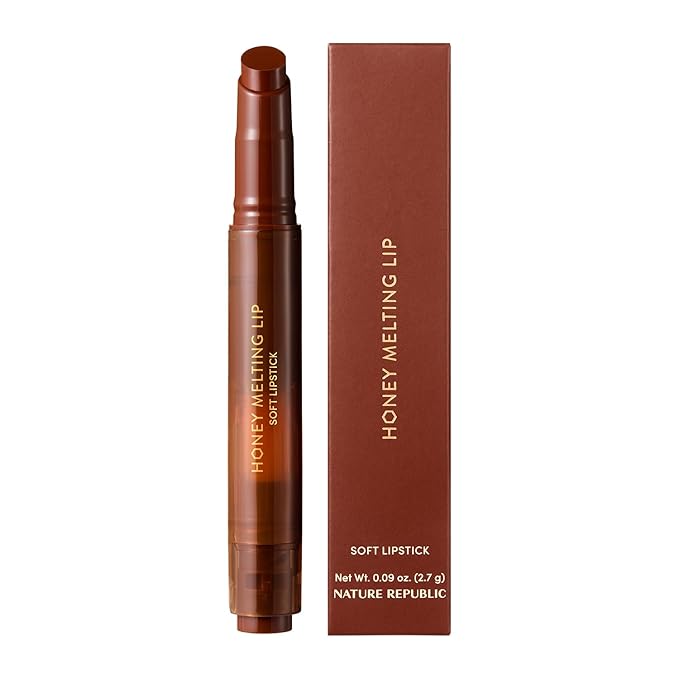 Nature Republic HONEY MELTING LIP PLUMPING (21 DIRTY CHOCO) SOFT LIP STICK, Hydrating Gloss, Moisturizing balms, Volumizing formula & Sheer tint, Glowy Finish, korean make up, Stocking Stuffers