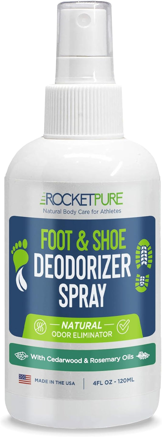 Rocket Pure Natural Foot & Shoe Deodorizer Spray - Foot Spray for Smelly Feet & Shoe Spray for Smelly Shoes - Removes, Controls & Prevents Odors - Made with Essential Oils - Made in USA (Cedar, 4oz)