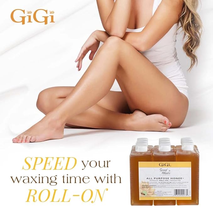 GiGi All Purpose Honee Roll-On Hair Removal Wax, Easy and Quick, Soft Wax Refill, 2.8 oz., Pack of 12