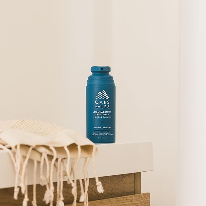 Oars + Alps Calming After Shave Balm and Lotion for Men, Dermatologist Tested and Infused with Aloe and Chamomile, TSA Friendly, 2.9 Fl Oz